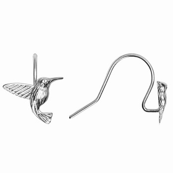 Sterling Silver Humming Bird Hook Earring Wires - Sold as a Pair