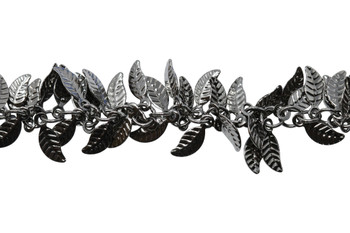 Gunmetal 4x6mm Dangle Leaf Chain - Sold By 6 Inches