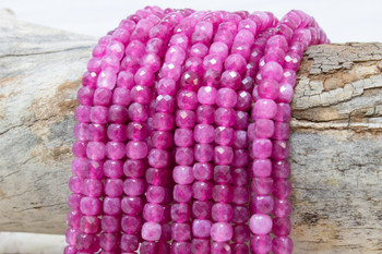 Dyed Fuchsia Quartz 5mm Faceted Cube