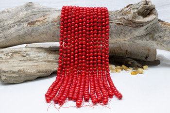 Red Coral Dyed Polished 8mm Round