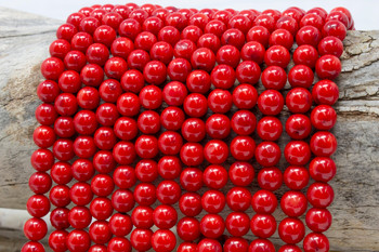 Red Coral Dyed Polished 8mm Round