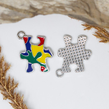 Enamel Autism Puzzle Charm