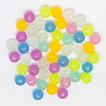 Luminous Acrylic Glow in the Dark Mix 9.5mm Round 15mm Star Beads - Package of 50