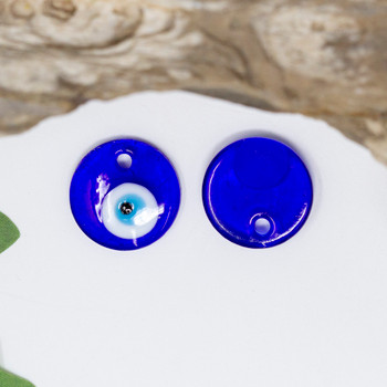 Evil Eye 20mm Glass Lampwork Flat Round Pendant