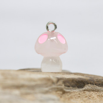 Luminous Resin 17x14mm Pink Mushroom Pendant