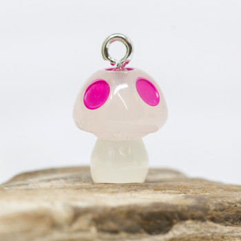 Luminous Resin 17x14mm Fuchsia Mushroom Pendant