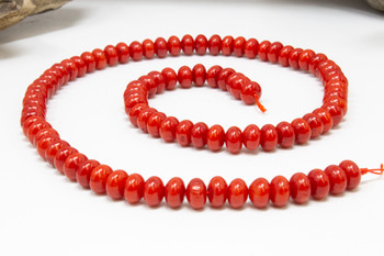 Red Coral Dyed Polished 4x7mm Rondelle