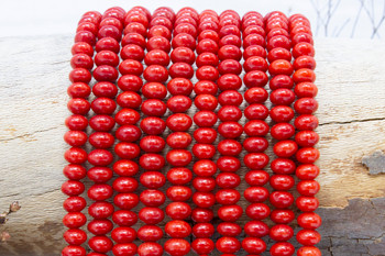 Red Coral Dyed Polished 4x7mm Rondelle