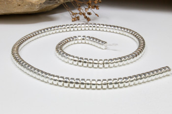 Sterling Silver Plated Hematite Polished 4x6mm Rondelle