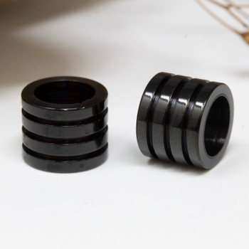 Black Plated Stainless Steel 10x8mm 4 Groove Column Bead