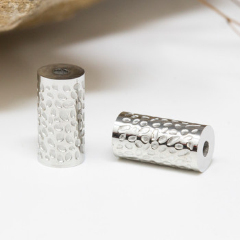 Silver Plated Stainless Steel 12x6mm Seeds Column Bead