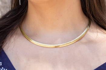 Gold Plated Stainless Steel Curved Flat Chain 17.7" Finished Necklace