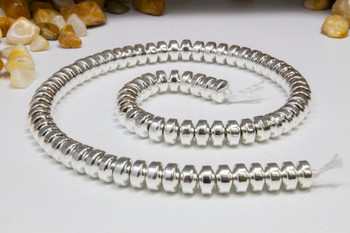 Sterling Silver Plated Hematite Polished 5x8mm Rondelle