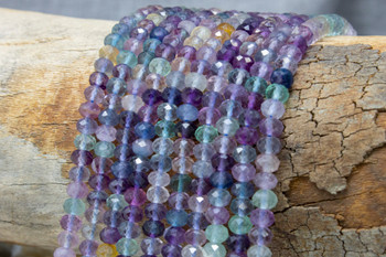 Rainbow Fluorite Polished 4x6mm Faceted Rondel