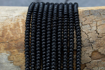 Black Onyx Polished 2x4mm Rondelle