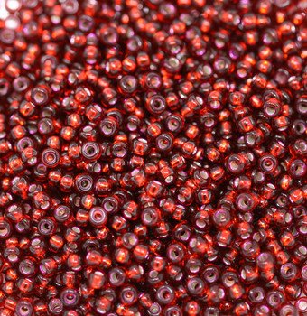 Size 11 Miyuki Seed Beads -- 41 Dark Ruby / Silver Lined