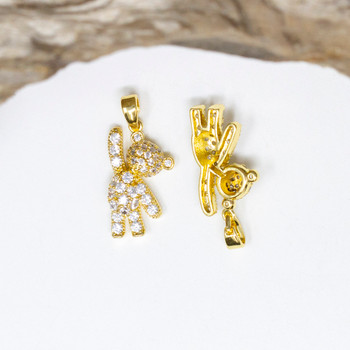 Micro Pave Gold Hanging Bear