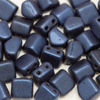 CzechMates® 6x6mm Roof 2 Hole Beads -- Metallic Suede Dark Blue