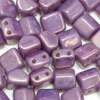 CzechMates® 6x6mm Roof 2 Hole Beads -- Luster Opaque Lilac