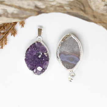 Druze Amethyst 18x25mm Pendant