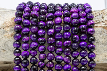 Tiger Eye A Grade Polished Dyed Purple 10mm Round