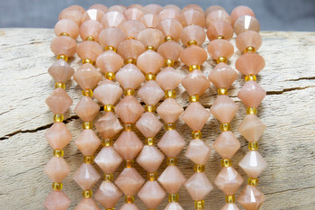 Orange Moonstone Polished 8mm Faceted Bicone