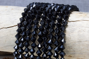 Black Onyx Polished 8mm Faceted Bicone