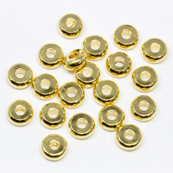 18K Gold Plated Stainless Steel 4x2mm Disc / Rondel - 1.5mm Hole - 20 Pieces