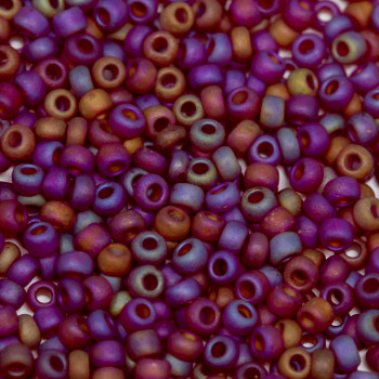 Size 8 Czech Seed Beads -- 473 Garnet Rainbow Matte