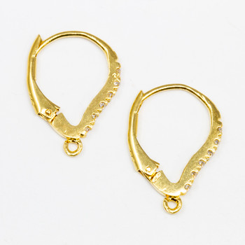 18K Gold over Sterling Silver CZ 13x18mm Leverback Earrings - Sold as a Pair