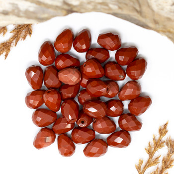 Red Jasper Polished 10x7mm Faceted Drop