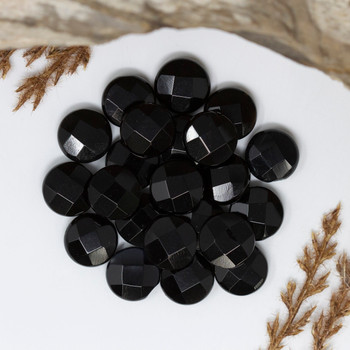 Black Onyx Polished 12mm Faceted Coin