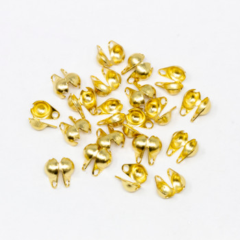 Gold Plated Stainless Steel Bead / Knot 4mm Cover Ends - 20 Pieces