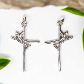 Silver Plated 28x16mm Modern Cross Charm