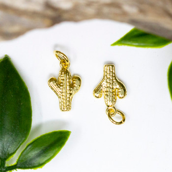 14K Gold Plated 14x9mm Saguaro Cactus Charm