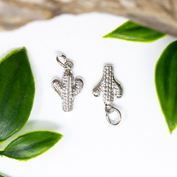 Platinum Plated 14x9mm Saguaro Cactus Charm