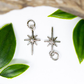 Platinum Plated 16x9mm North Star Charm