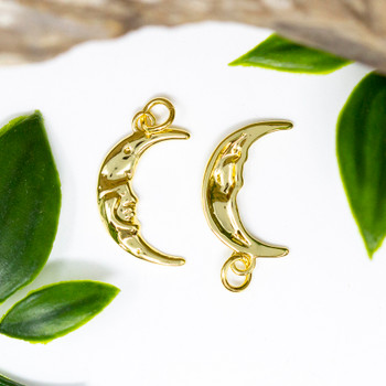 14K Gold Plated 21x2mm Happy Moon Pendant