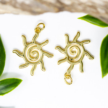 14K Gold Plated 23x20mm Sun Charm