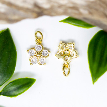 Gold Plated Micro Pave 10.5mm Blossom Charm