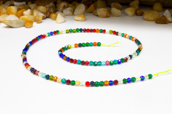 Glass Crystal Polished 3mm Faceted Round - Multi Color