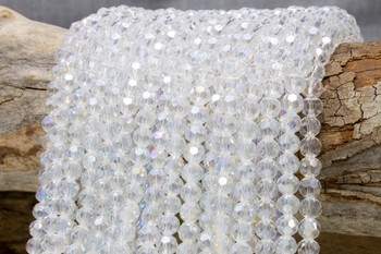 Glass Crystal Polished 6x7mm Faceted Rondelle - Crystal AB