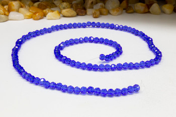 Glass Crystal Polished 3mm Faceted Rondelle - Transparent Medium Blue
