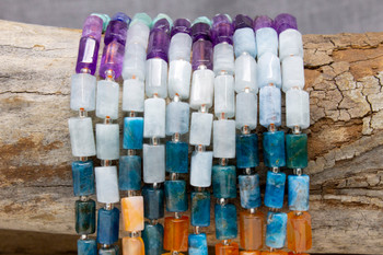 Mixed Gemstones Polished 6x10mm Irregular Cuboid