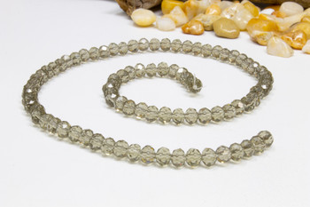 Glass Crystal Polished 4x6mm Faceted Rondel - Transparent Smoky Grey