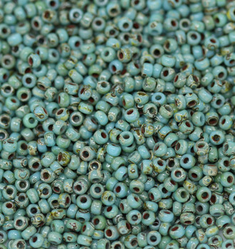 Size 11 Miyuki Seed Beads -- 4514 Picasso Turquoise