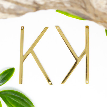 18K Gold Plated Stainless Steel Letter K 21x37mmPendant