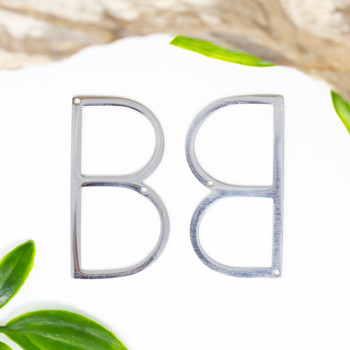 Stainless Steel 21x37mm Letter B Pendant