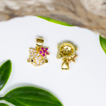 Gold Plated Micro Pave 10x11mm Hello Kitty Charm