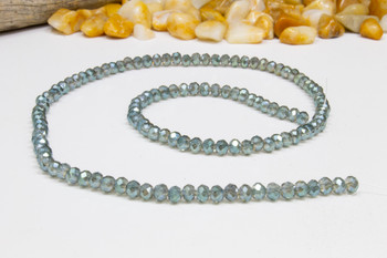 Glass Crystal Polished 3x4mm Faceted Rondelle - Green Iris